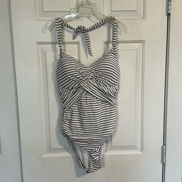 Victoria's Secret Other - Victorias Secret Black and white striped one piece swim suit size 36C
